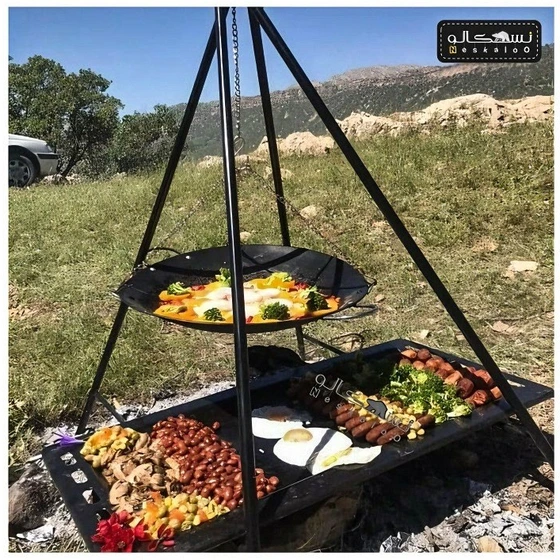 منقل سرخپوستی ساج و کتری مسافرتی